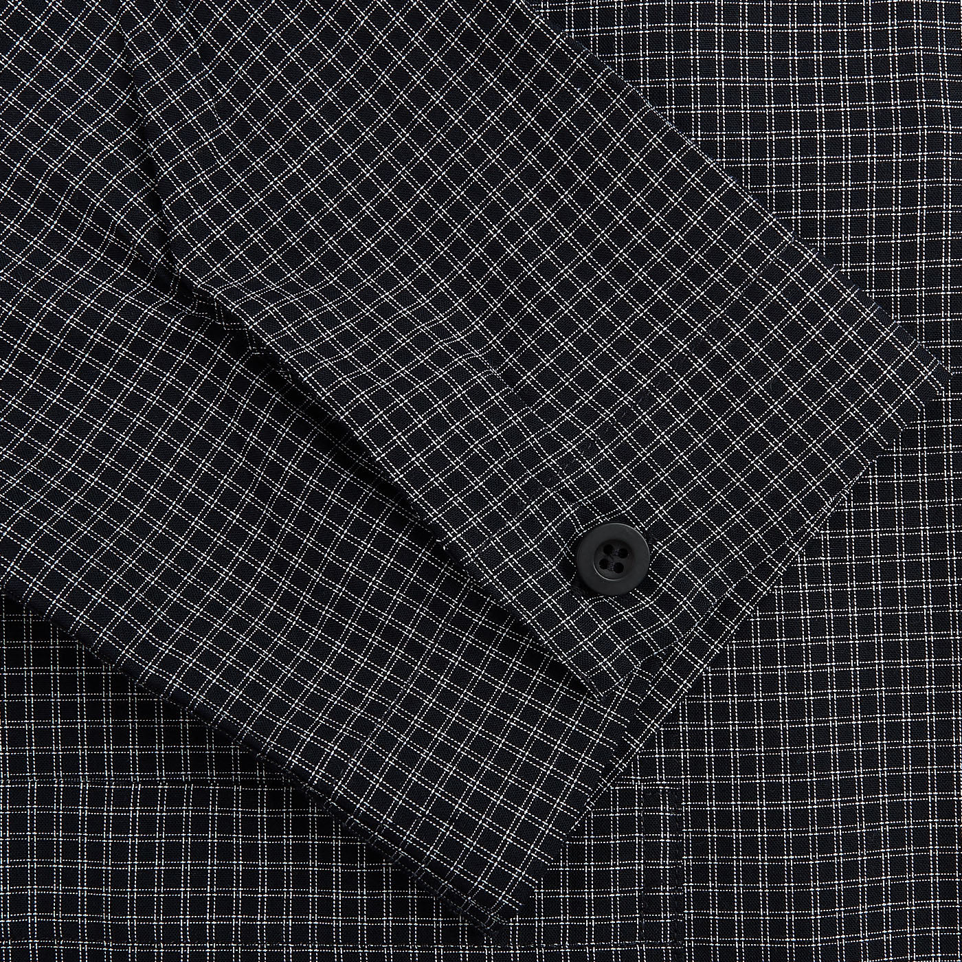 Sunspel Navy Checked Windowpane Cotton Pyjama Cuff