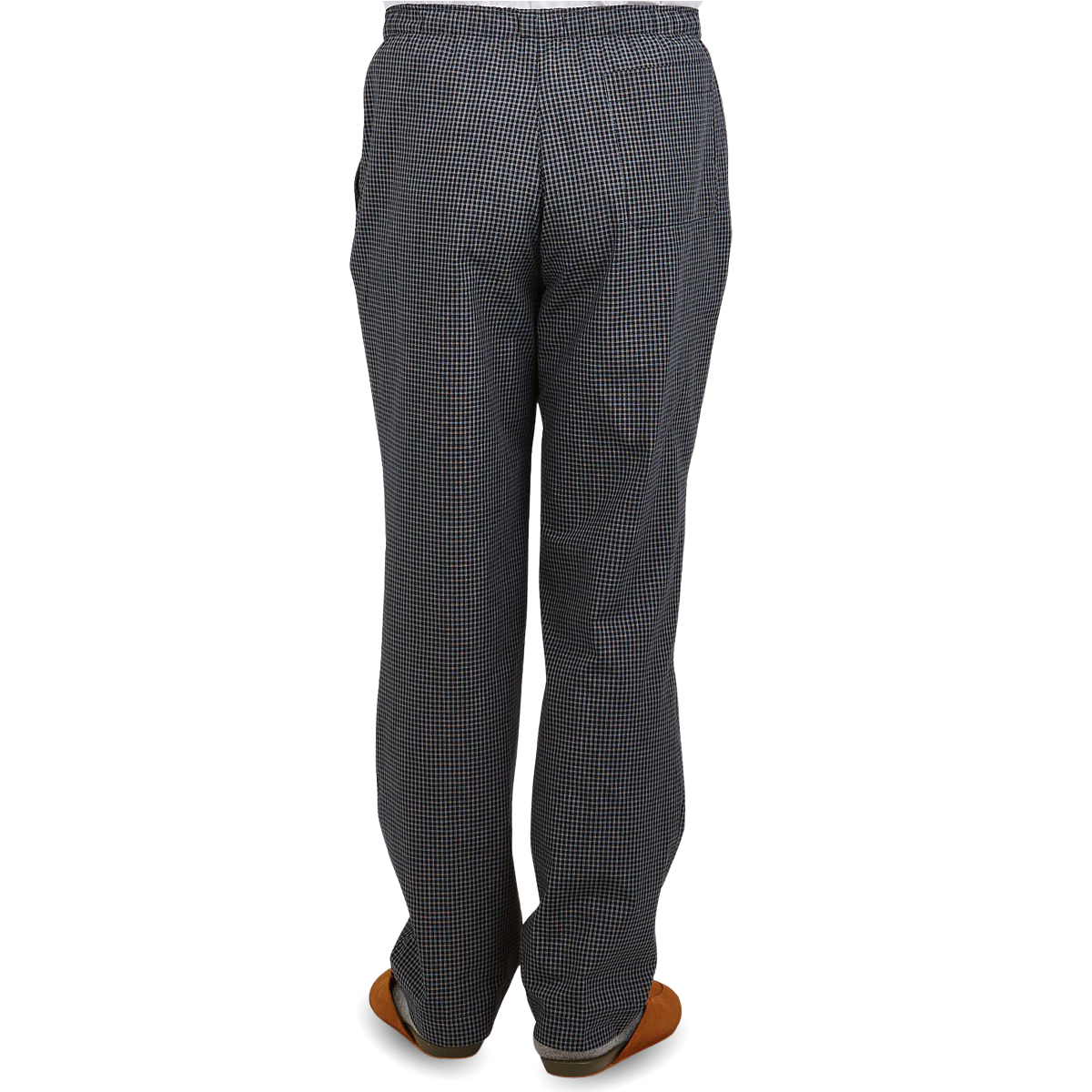 Sunspel Navy Checked Windowpane Cotton Pyjama Trousers Back