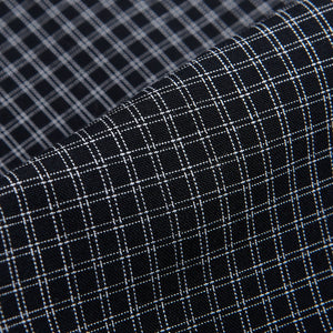 Sunspel Navy Checked Windowpane Cotton Pyjama Trousers Fabric