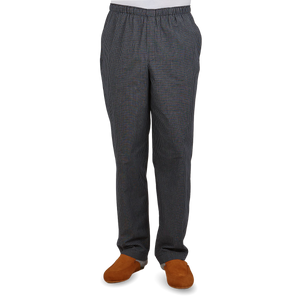Sunspel Navy Checked Windowpane Cotton Pyjama Trousers Front