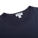 Sunspel Navy Classic Cotton T-Shirt Collar