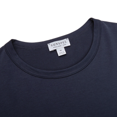 Sunspel Navy Classic Cotton T-Shirt Collar