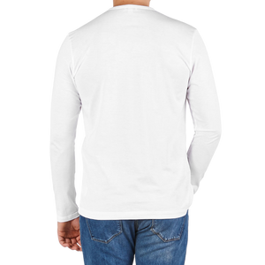 Sunspel White Cotton Riviera Long Sleeve T-Shirt Back