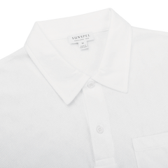 Sunspel White Cotton Riviera Polo Shirt Collar