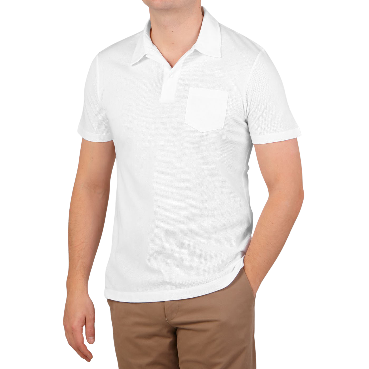 Sunspel White Cotton Riviera Polo Shirt Front1