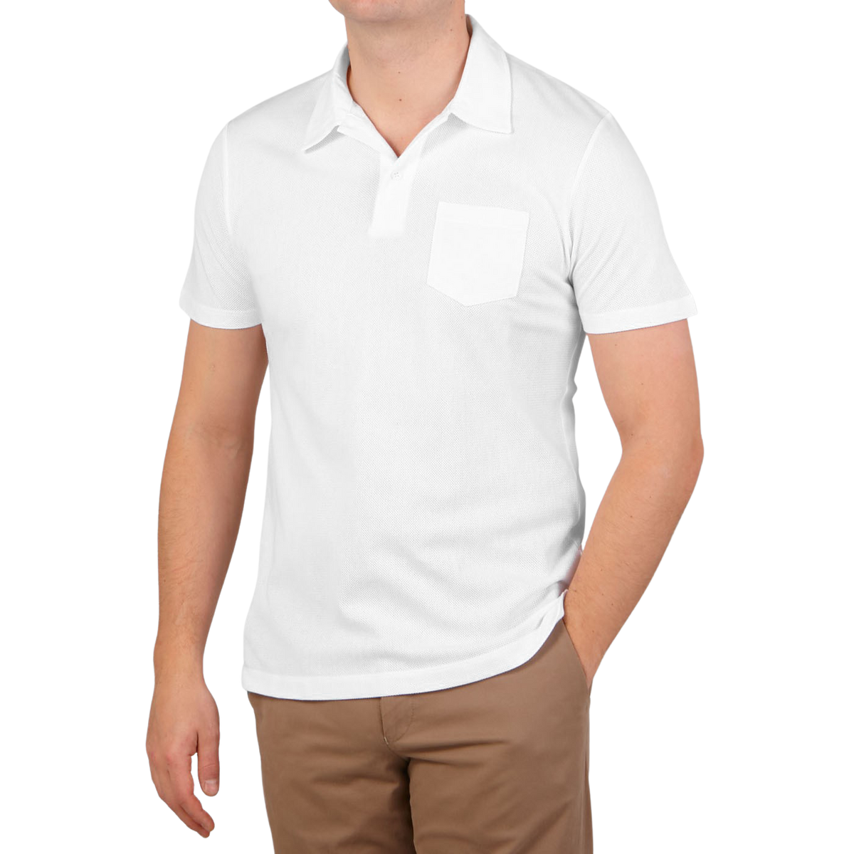 Sunspel White Cotton Riviera Polo Shirt Front1