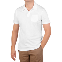 Sunspel White Cotton Riviera Polo Shirt Front1