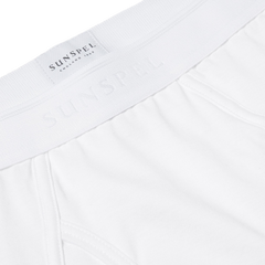 Sunspel White Superfine Cotton Briefs Logo