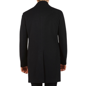 Tagliatore Black Wool Cashmere Tailored Coat Back