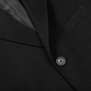 Tagliatore Black Wool Cashmere Tailored Coat Closed