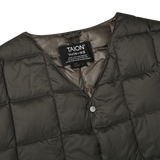 Taion Charcoal Grey Nylon Down Padded Jacket Collar