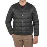 Taion Charcoal Grey Nylon Down Padded Jacket Front