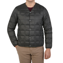 Taion Charcoal Grey Nylon Down Padded Jacket Front