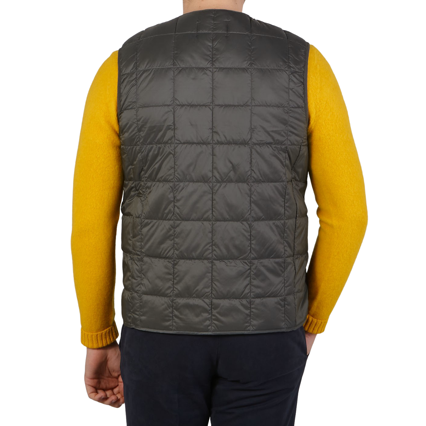 Taion Charcoal Grey Nylon Down Padded Vest Back