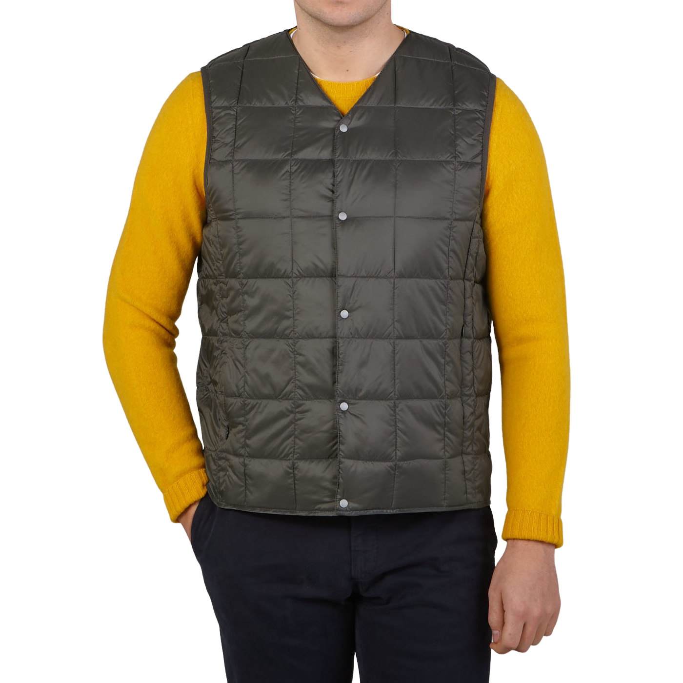 Taion | Charcoal Grey Nylon Down Padded Vest