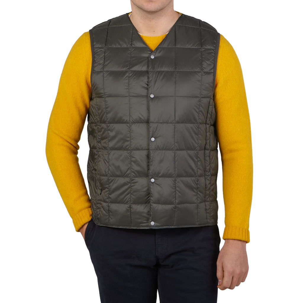 Charcoal Grey Nylon Down Padded Vest