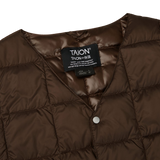 Taion Dark Chocolate Nylon Down Padded Vest Collar
