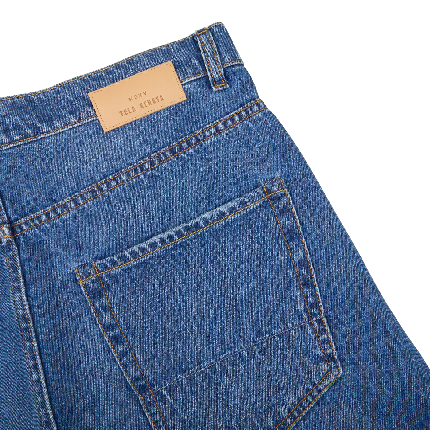 Tela Genova Light Blue Washed Cotton Linen Jeans Pocket