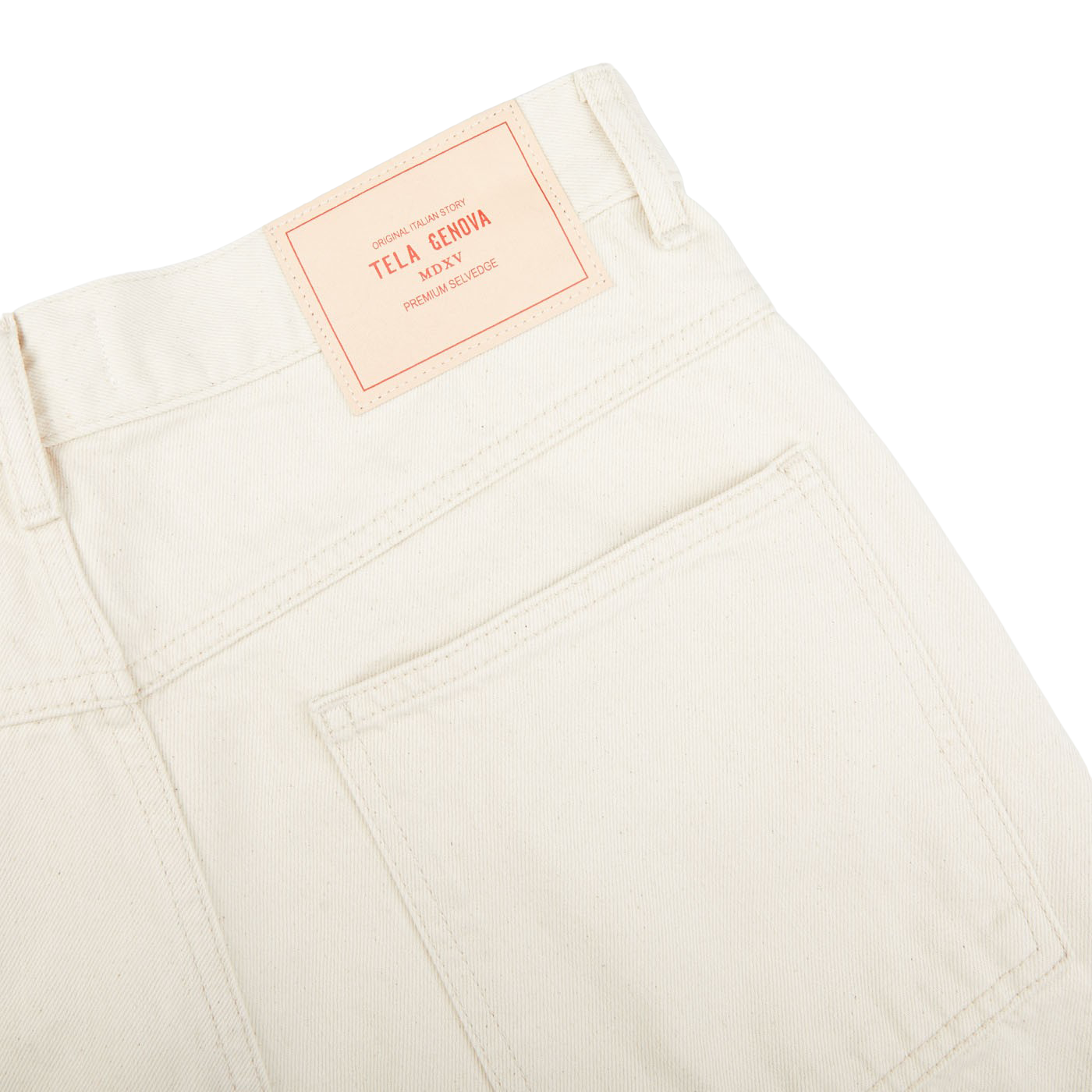 Tela Genova Natural Beige Cotton Selvedge Jeans Pocket