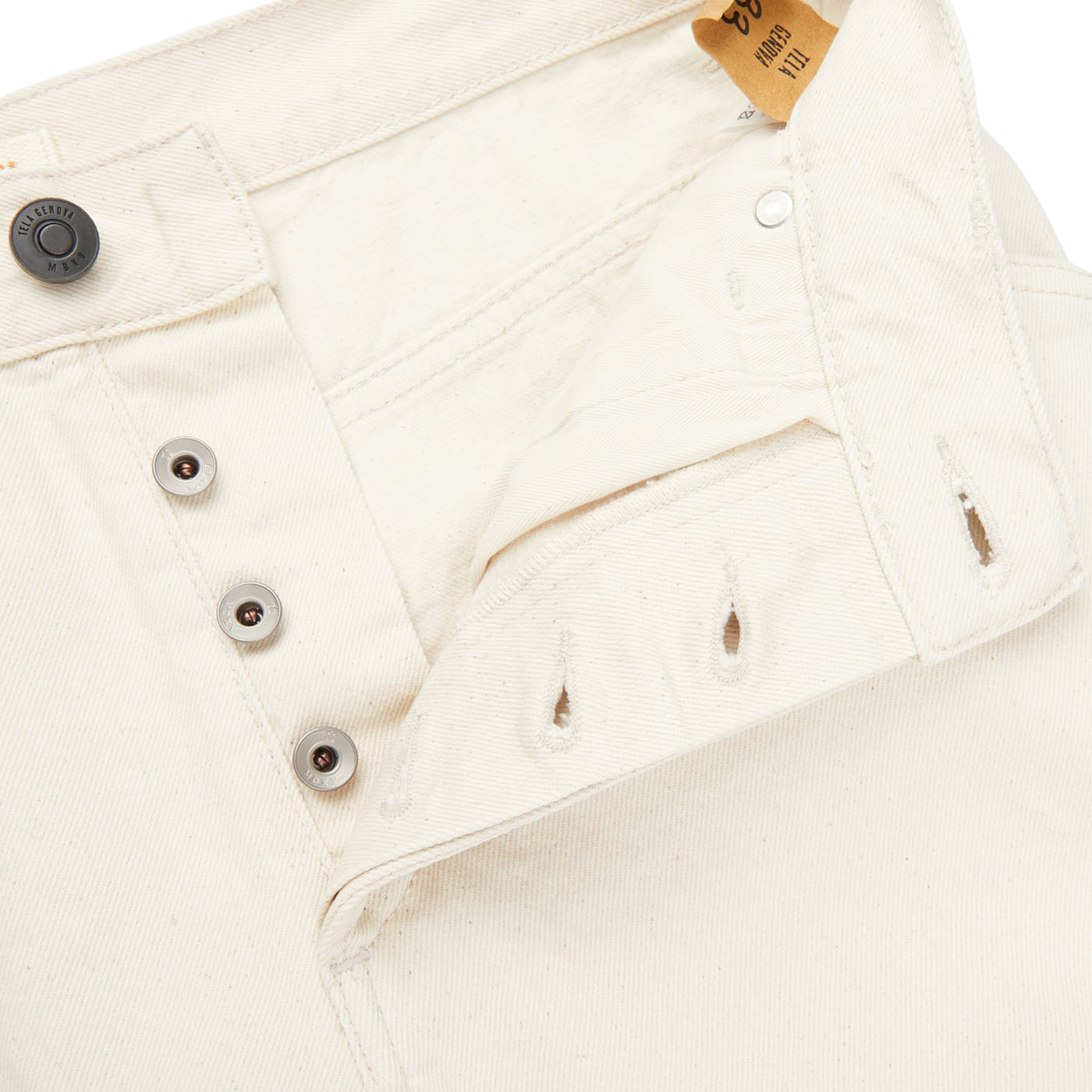 Tela Genova Natural Beige Cotton Selvedge Jeans Zipper