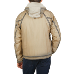 Ten C Beige Nylon Combo Bonded Anorak Back