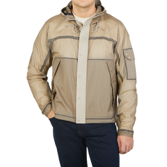 Ten C Beige Nylon Combo Bonded Anorak Front