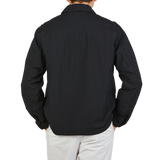 Ten C Black Washed Nylon Mid-Layer Overshirt Back