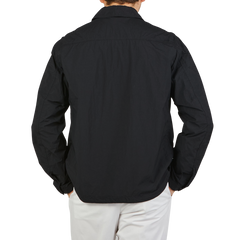 Ten C Black Washed Nylon Mid-Layer Overshirt Back