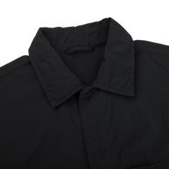 Ten C Black Washed Nylon Mid-Layer Overshirt Collar