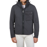 Ten C Grey Washed Nylon Mid Layer Jacket Front