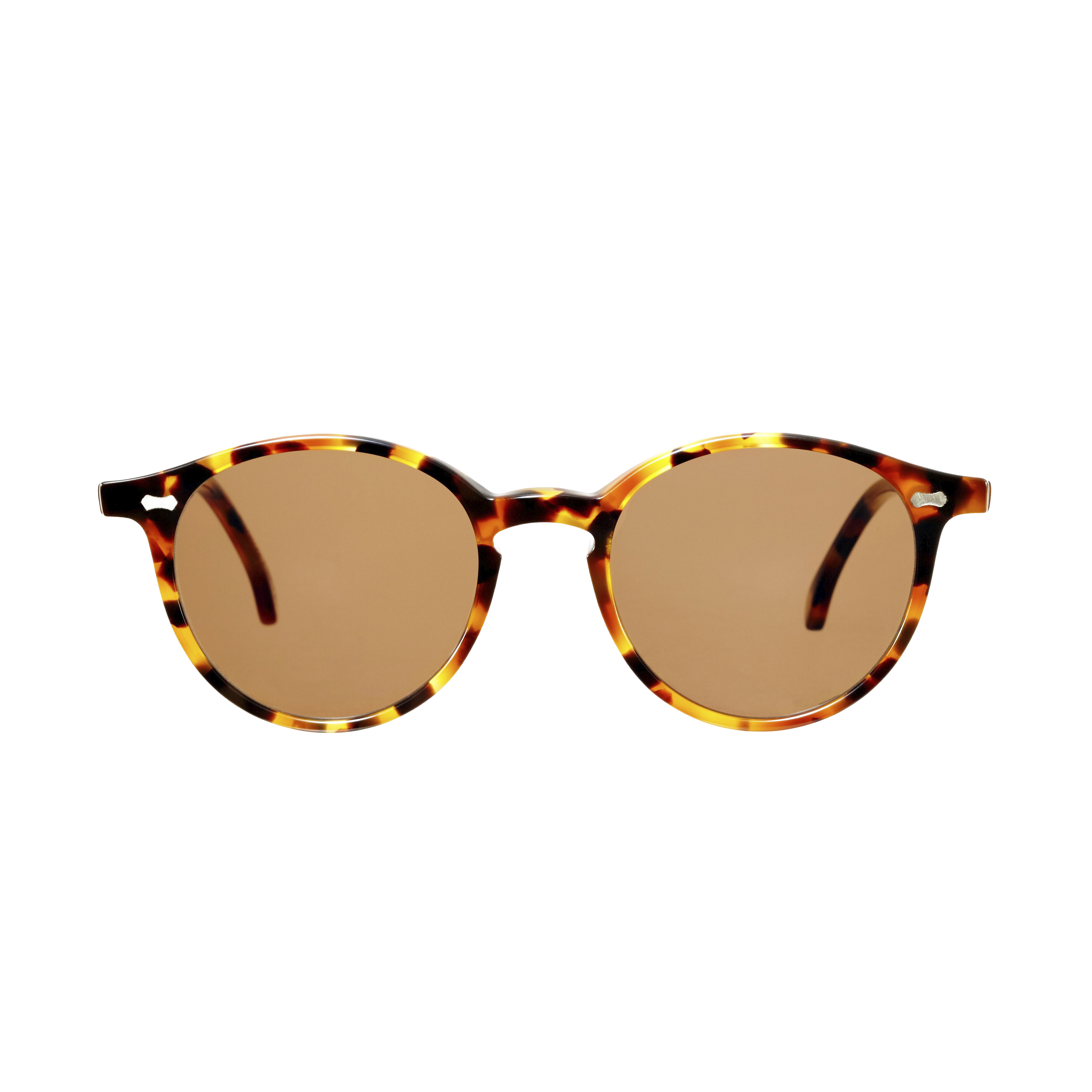 A pair of Cran Amber Tortoise Tobacco Lenses sunglasses handmade in Italy by The Bespoke Dudes on a white background.