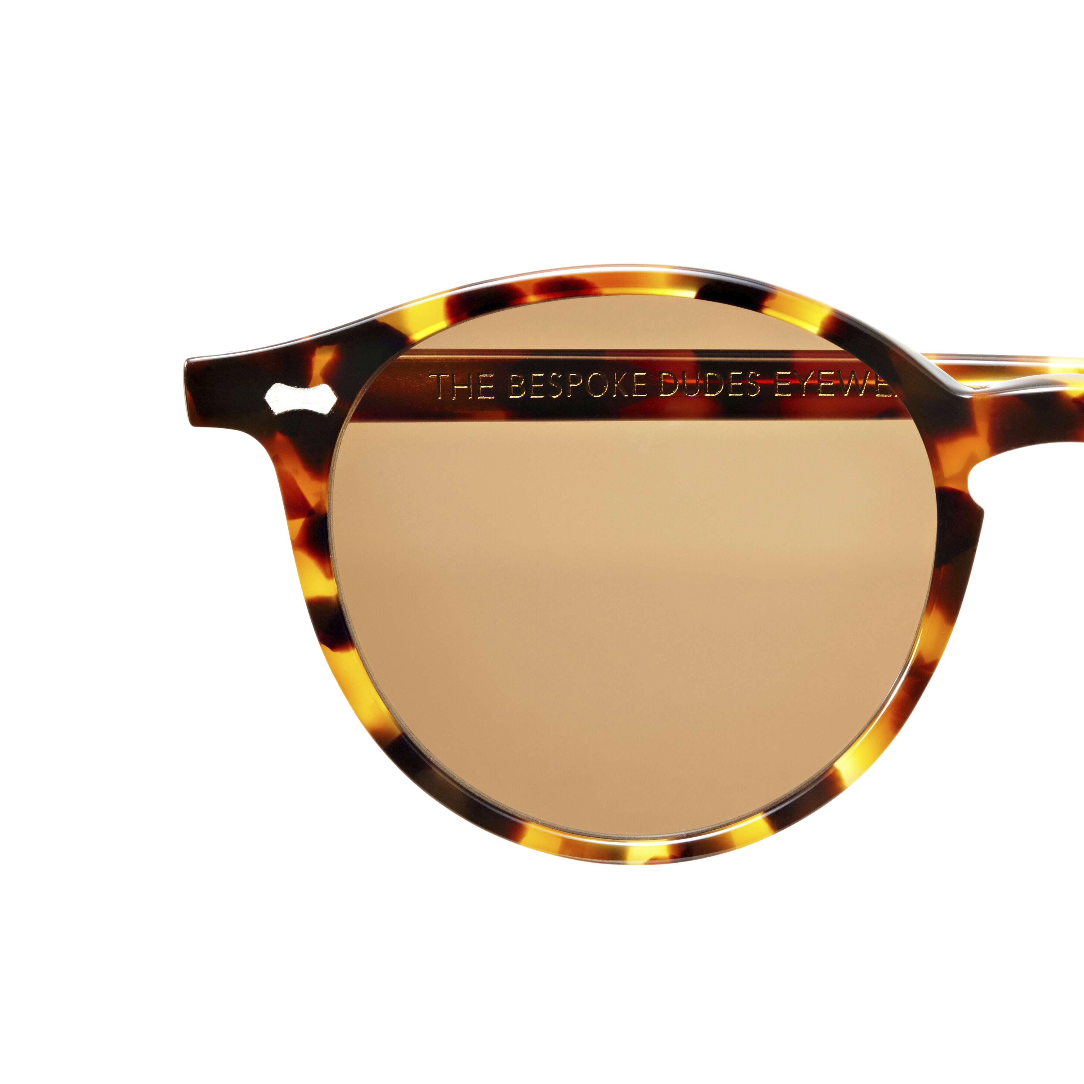 Cran Amber Tortoise Tobacco Lenses sunglasses by The Bespoke Dudes on a white background.