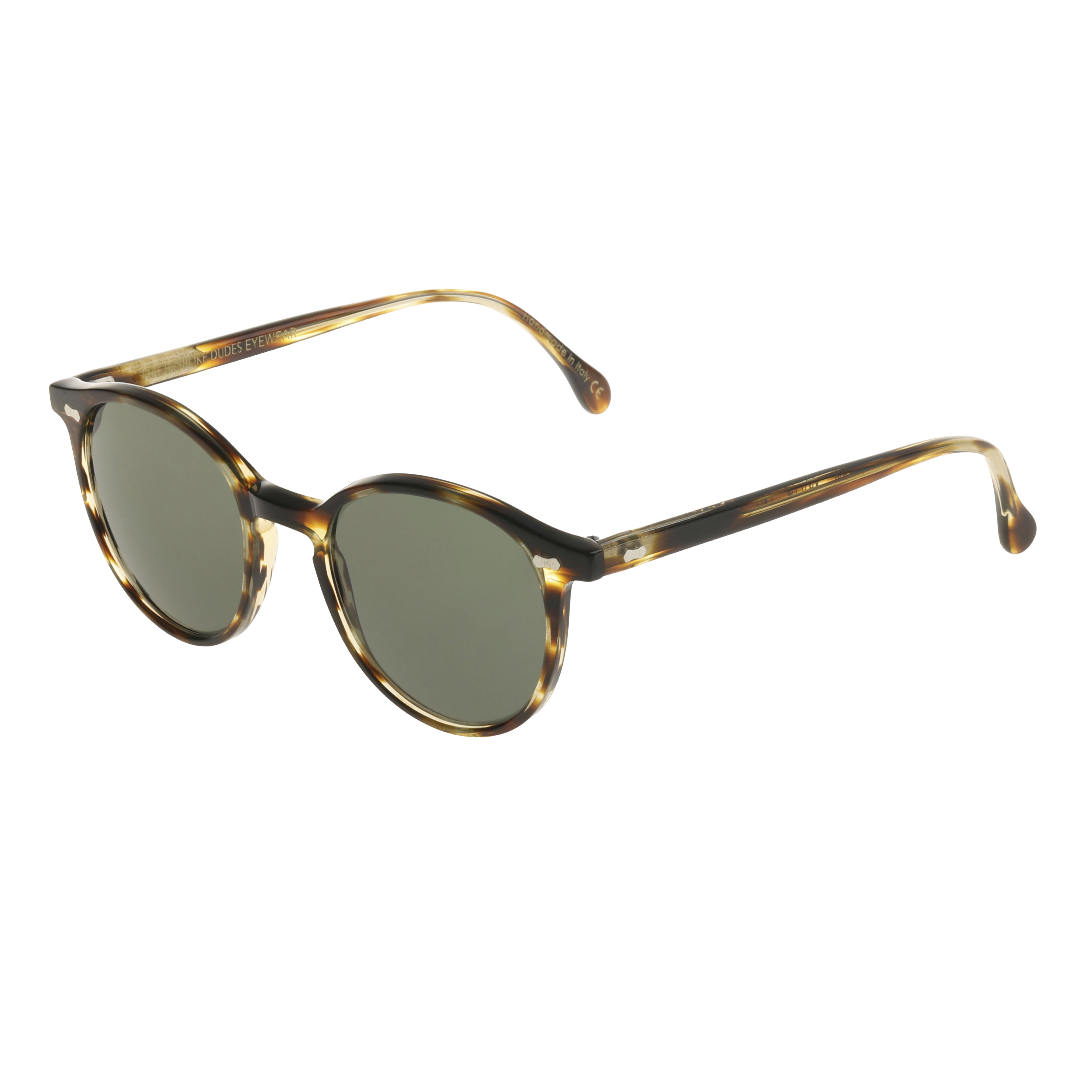 A pair of Cran Light Havana Bottle Green Lenses sunglasses from The Bespoke Dudes with a tortoise frame and high-quality lenses.