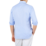 Tintoria Mattei Blue Cotton Oxford Casual Shirt Back