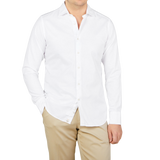 Tintoria Mattei White Cotton Oxford Casual Shirt Front