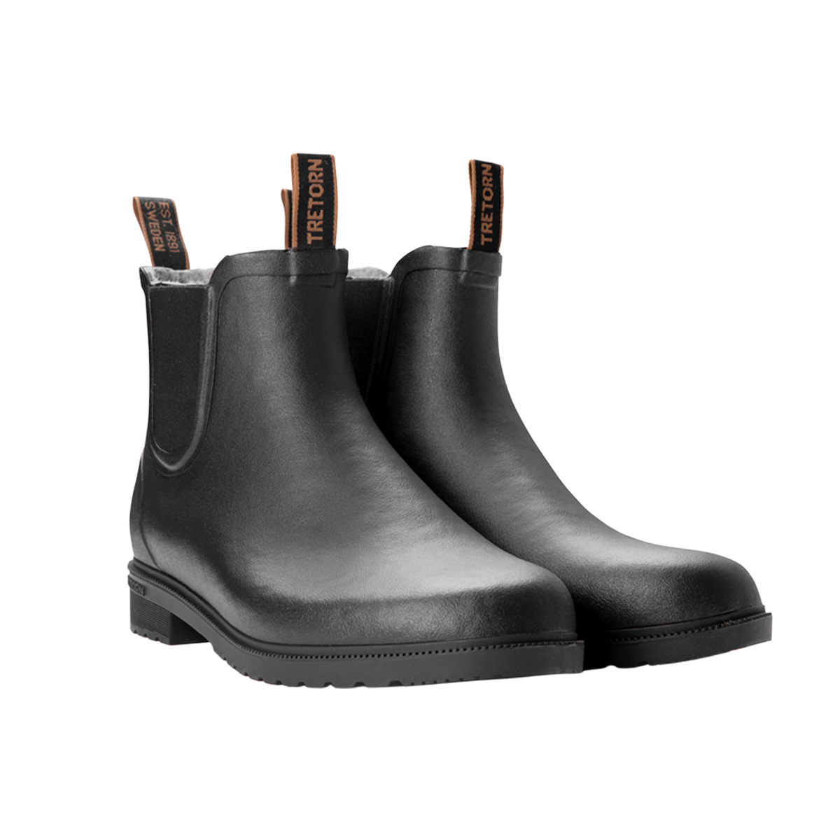 Tretorn Black Rubber Wool Lined Chelsea Boots Feature 1