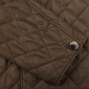Werner Christ Olive Green Leather Quilted Lenny Jacket Cuff