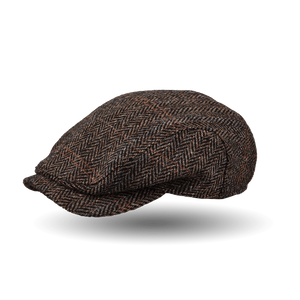 Wigéns Dark Brown Ivy Contemporary Harris Tweed Cap Front