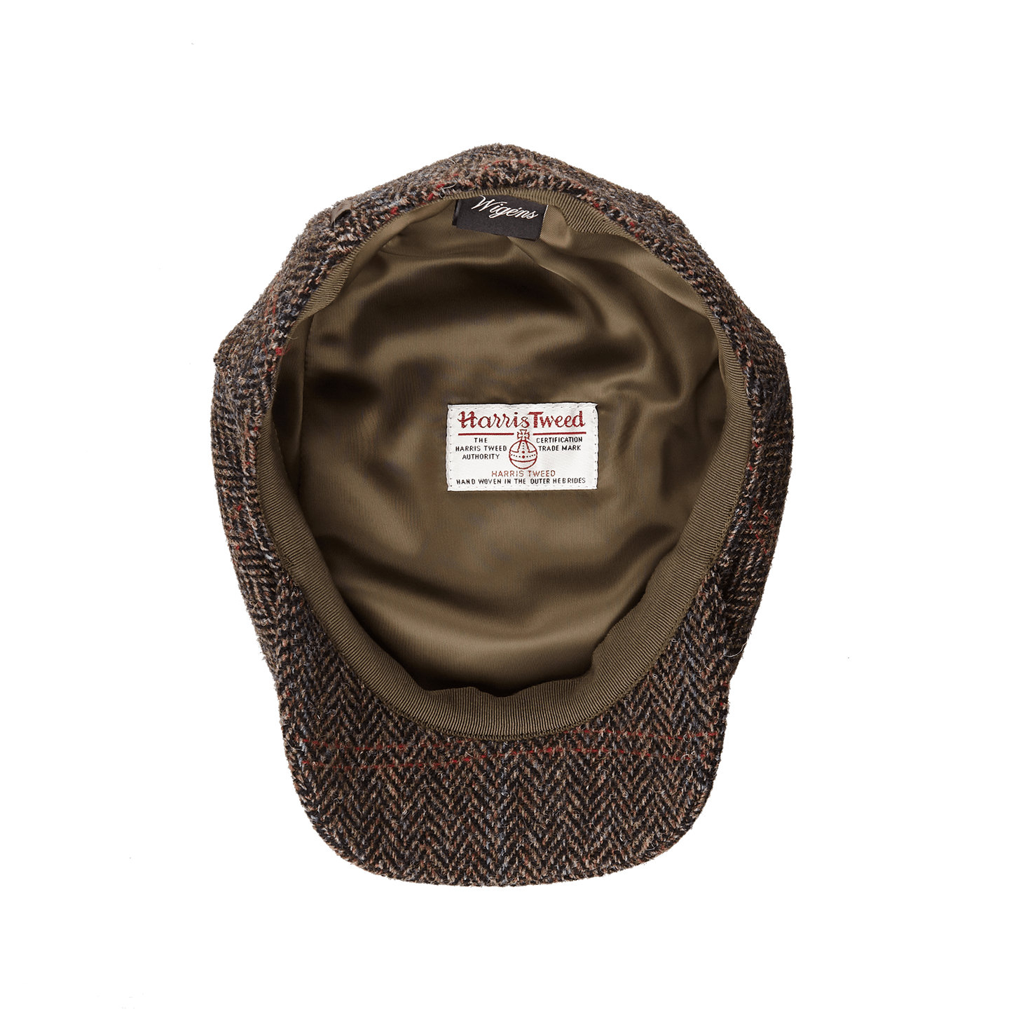 Wigéns Dark Brown Ivy Contemporary Harris Tweed Cap Inside