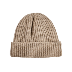 William Lockie Beige Geelong Lambswool Ribbed Beanie Feature (kopia)