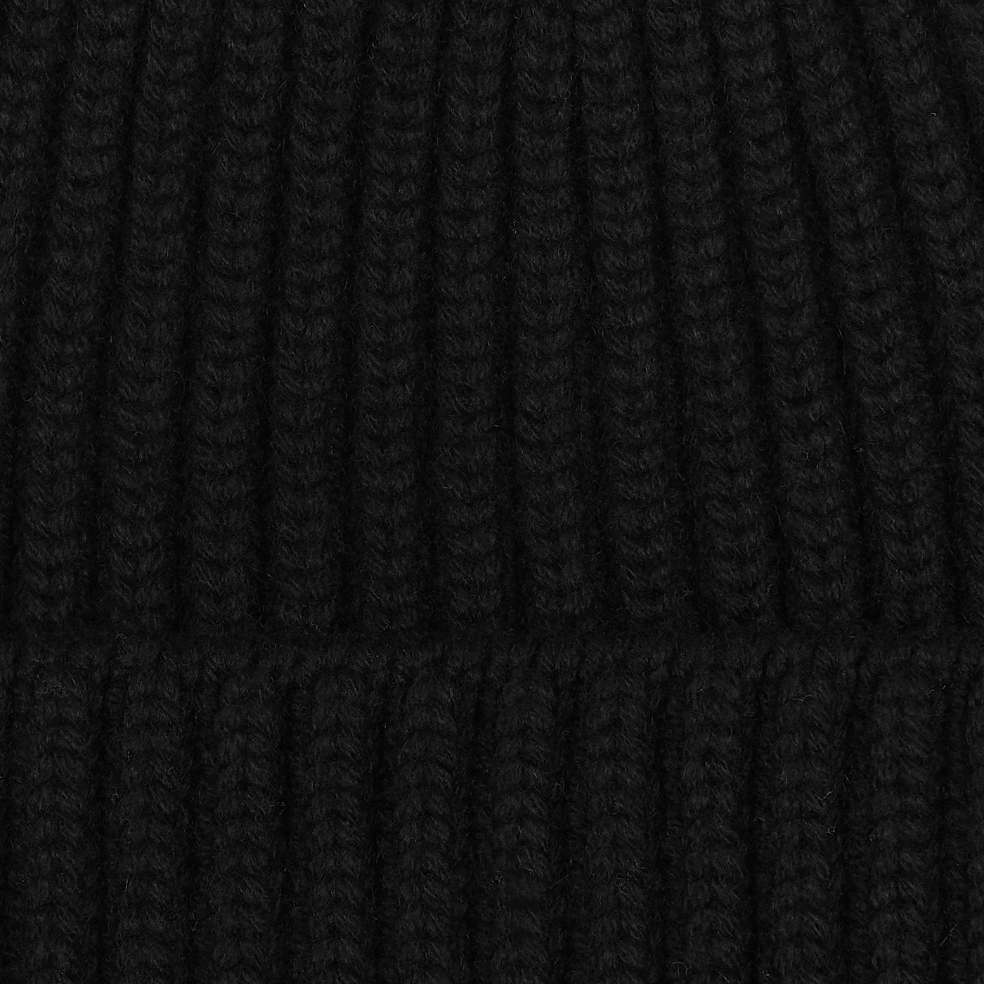 William Lockie Black Cashmere Ribbed Beanie Fabric