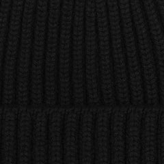 William Lockie Black Cashmere Ribbed Beanie Fabric