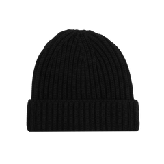 William Lockie Black Cashmere Ribbed Beanie Feature