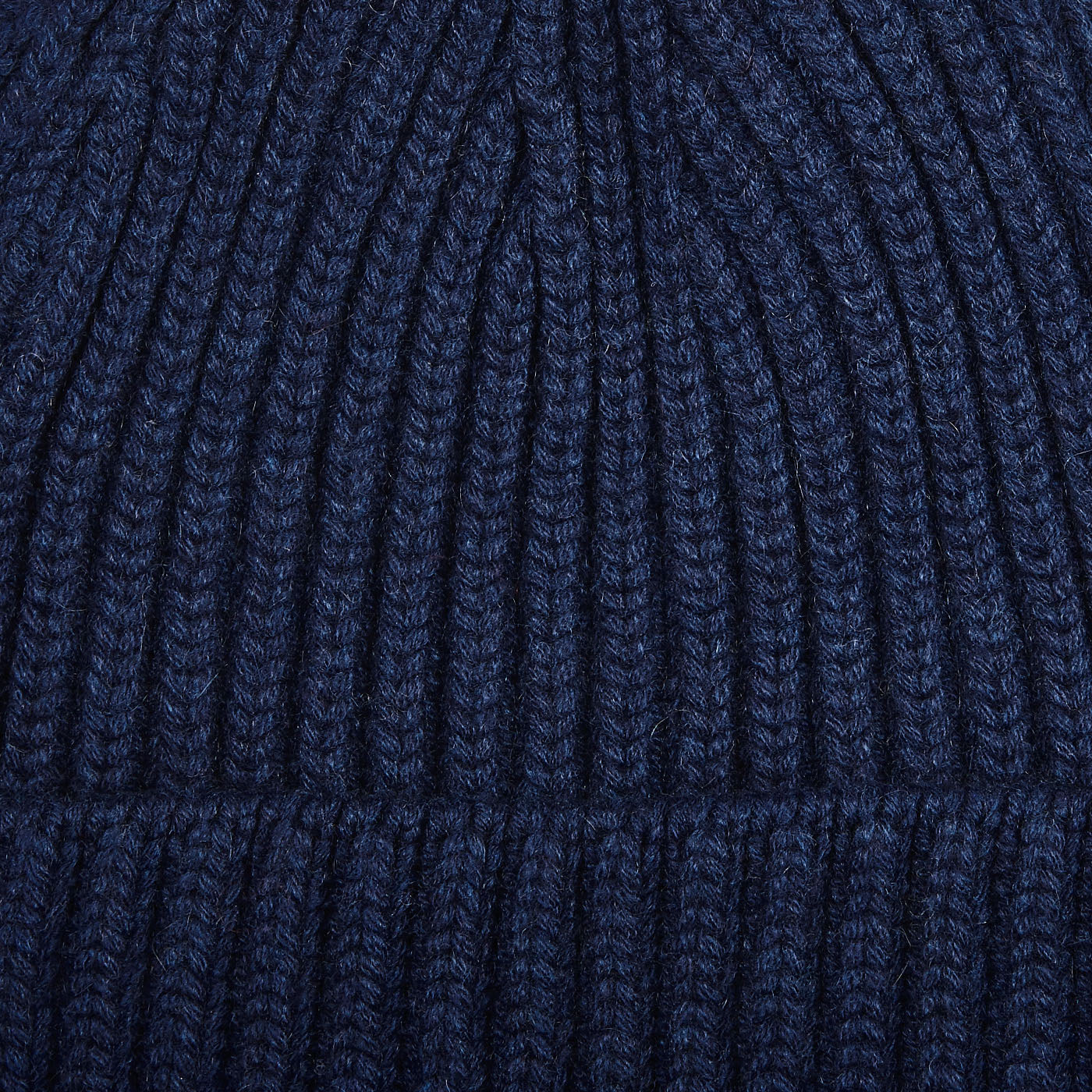 William Lockie Blue Cashmere Ribbed Beanie Fabric