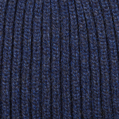 William Lockie Blue Melange Cashmere Ribbed Short Beanie Fabric