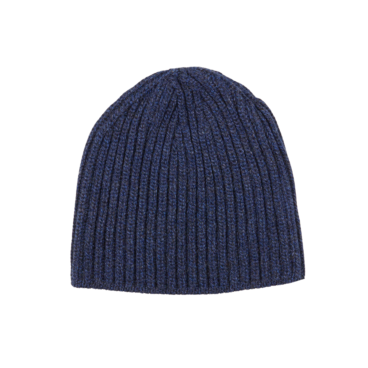 William Lockie Blue Melange Cashmere Ribbed Short Beanie Feature