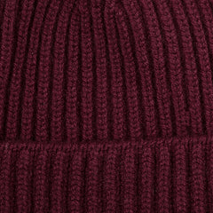 William Lockie Bordeaux Geelong Lambswool Ribbed Beanie Fabric