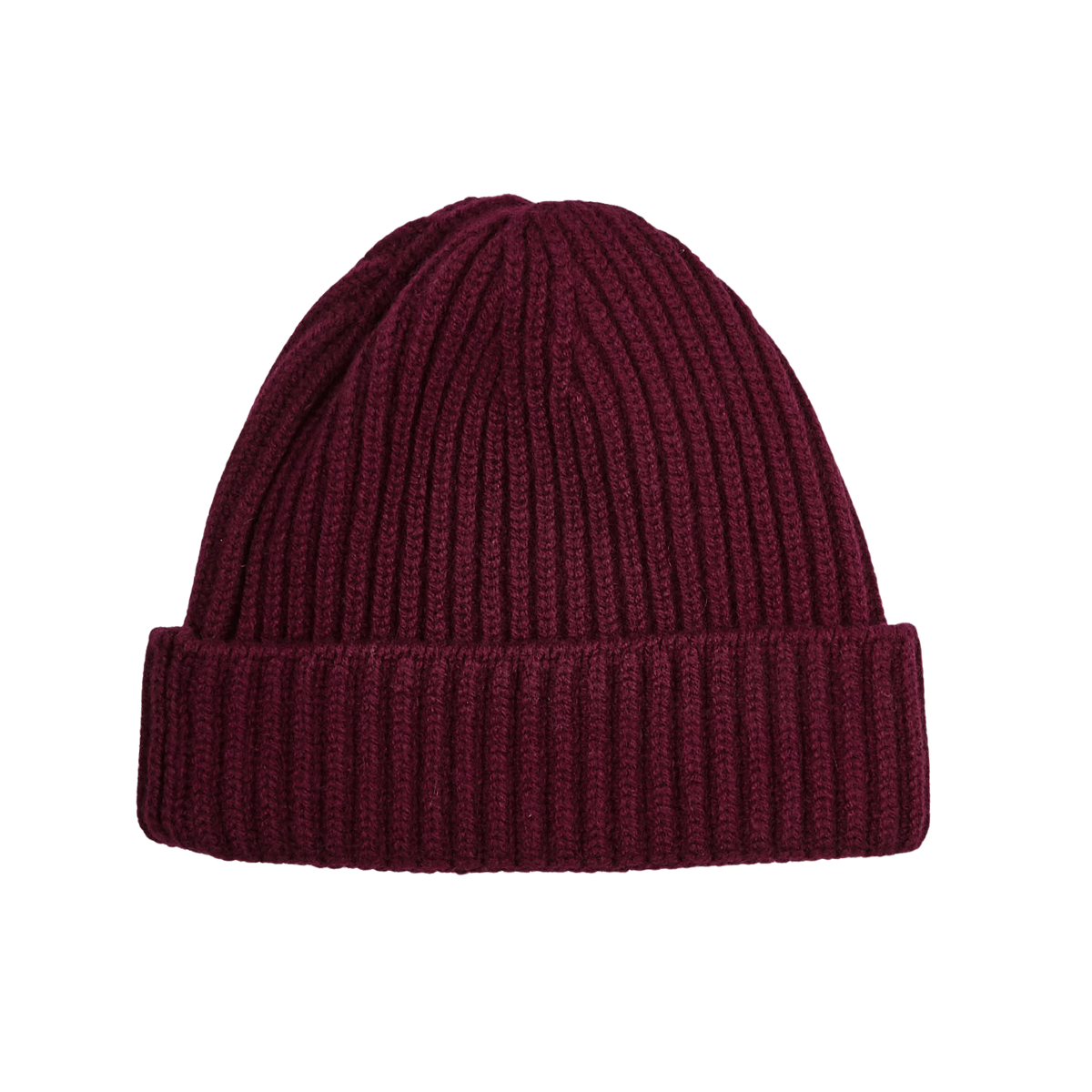 William Lockie Bordeaux Geelong Lambswool Ribbed Beanie Feature