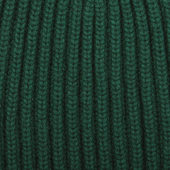 William Lockie Bottle Green Cashmere Ribbed Short Beanie Fabric