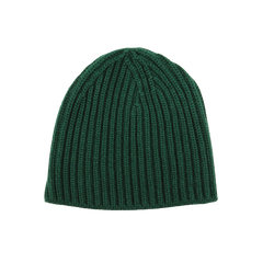 William Lockie Bottle Green Cashmere Ribbed Short Beanie Feature